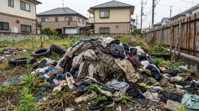 服が捨てられている画像